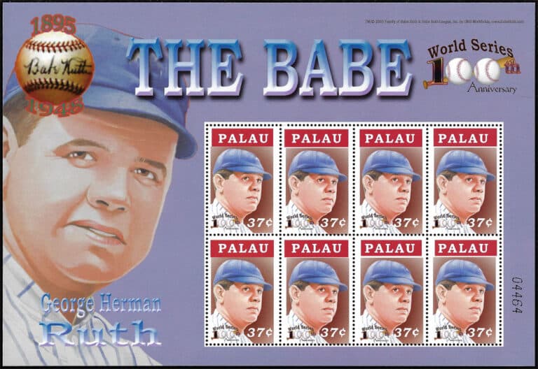 2004 Palau – World Series – 100th Anniversary with Babe Ruth SS – 37¢ (red)