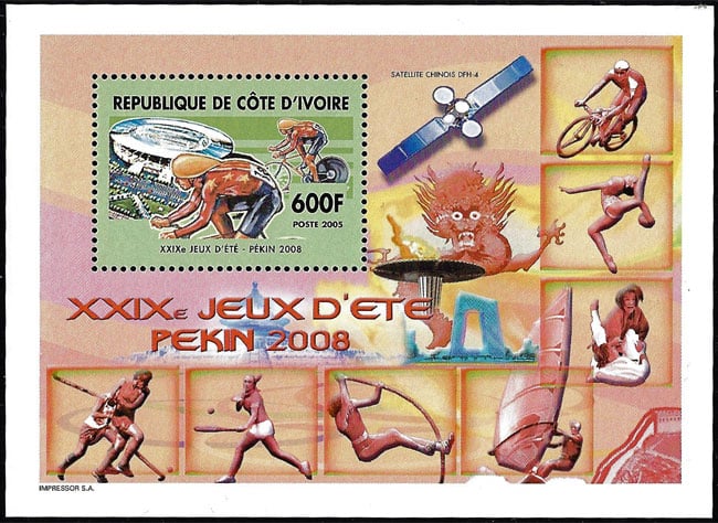 2005 Ivory Coast – 29th Olympic Games in Beijing – Cycling with softball batter graphic