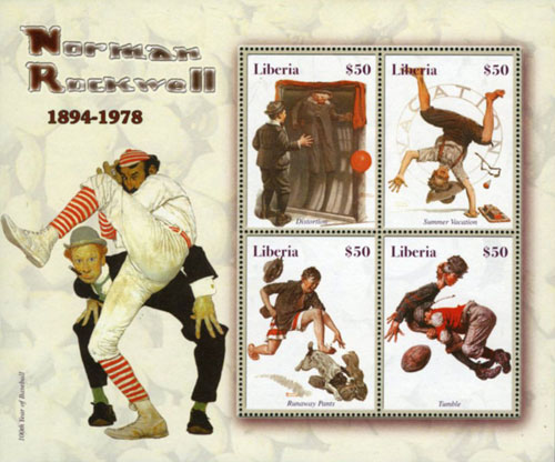 2005 Liberia – Norman Rockwell – 100th Year of Baseball