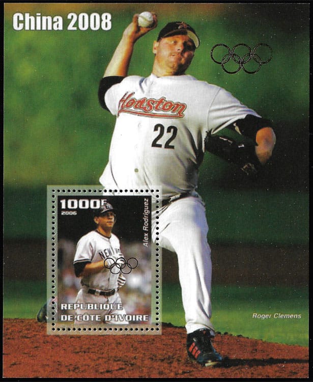 2006 Ivory Coast – China Olympics, 2008 with Olympic Rings with Alex Rodriguez, Roger Clemens
