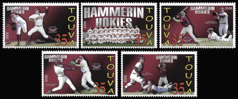 2006 Touva – Virginia Tech Hamerin Hokies (5 values) with Joe Saunders, Spencer Harris, Brad Bauder, Jed English