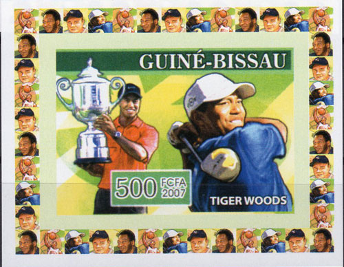 2007 Guinea Bissau – Famous Sportsmen – Tiger Woods, Babe Ruth in margin