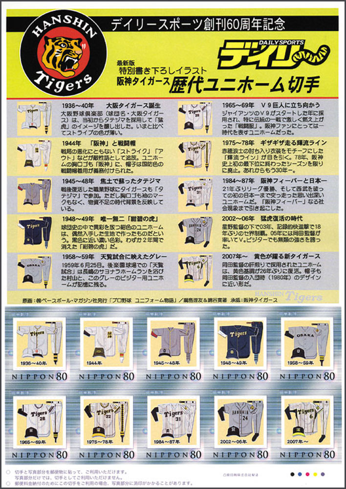2007 Japan – Hanshin Tigers Baseball Jerseys from 1936 to 2007