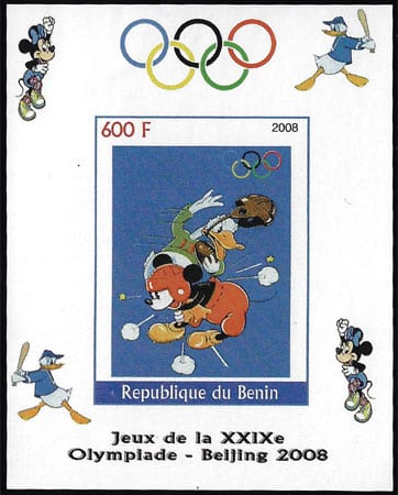 2008 Benin – Olympics in Beijing - Mickey/Donald playing rugby, Donald batting in margins