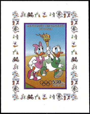2008 Congo – Olympics in Beijing - Donald/Daffy with torch (1 value)