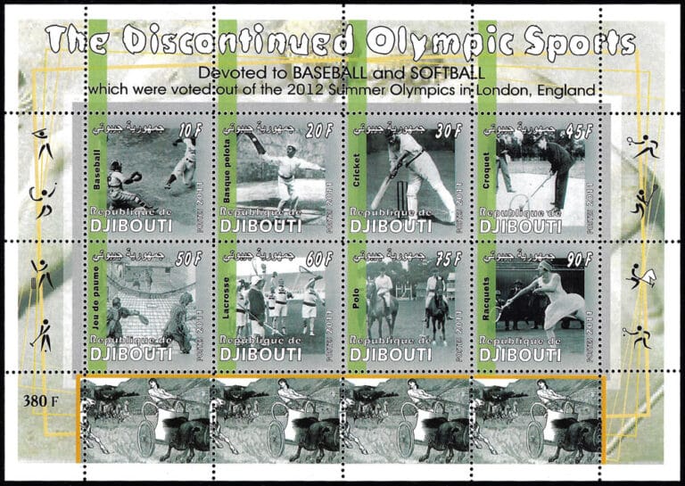 2011 Djibouti – The Discontinued Olympic Sports SS - 8 values, including baseball