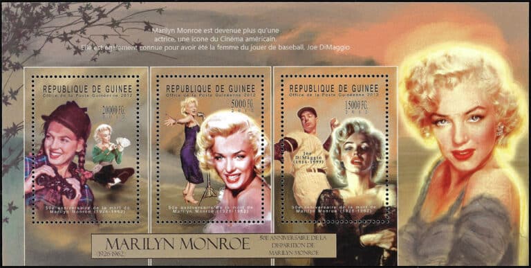 2012 Guinea – 50th Anniversary of Marilyn Monroe & Joe Dimaggio (3 values)