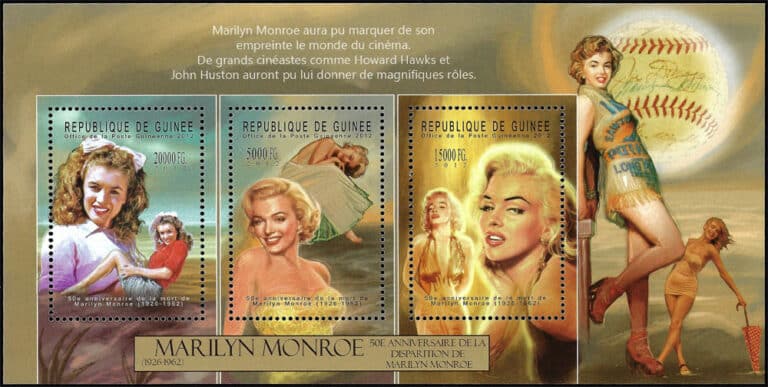 2012 Guinea – 50th Anniversary of Marilyn Monroe & Joe Dimaggio (3 values)