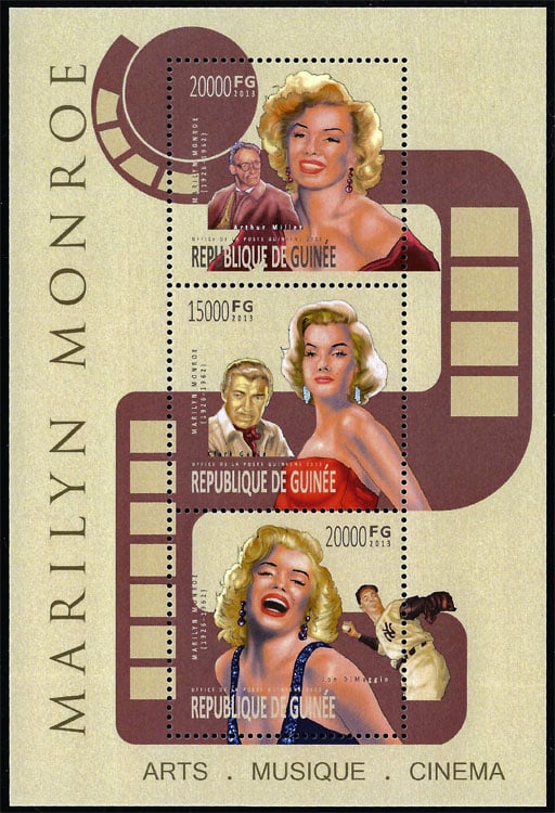 2013 Guinea – Marilyn Monroe – Arts, Music and Cinema SS with Joe Dimaggio
