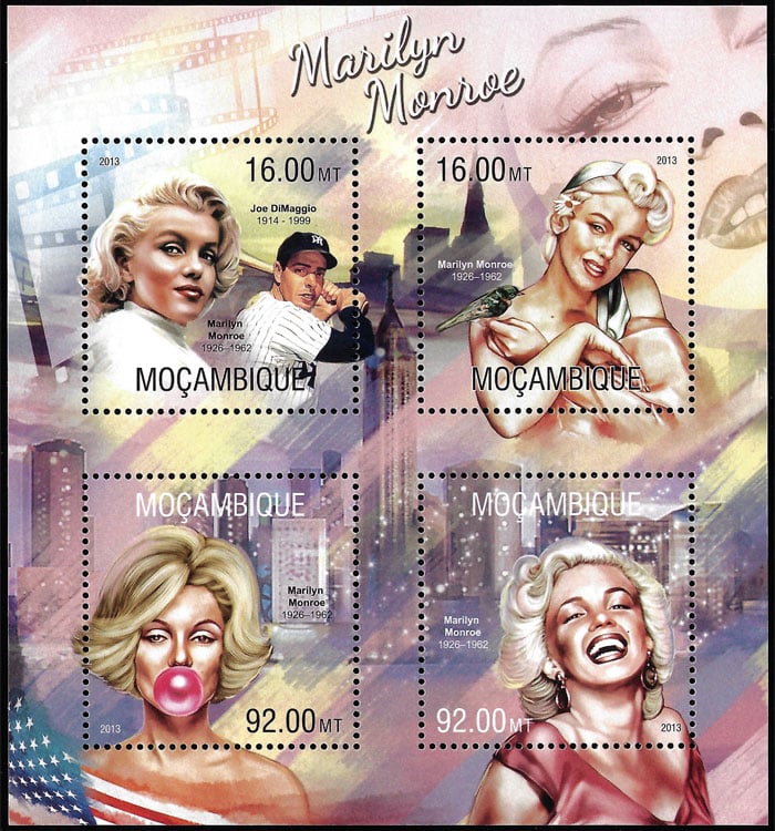 2013 Mozambique – Marilyn Monroe SS with Joe Dimaggio