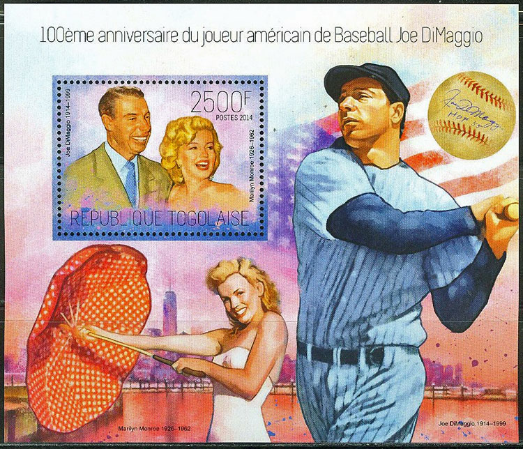 2014 Togo – 100th Anniversary of Joe Dimaggio with Marilyn Monroe (1 value)