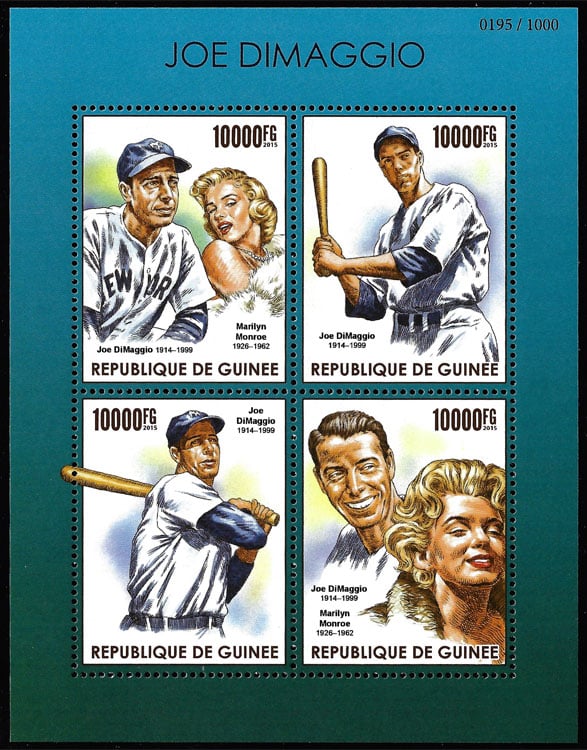 2015 Guinea – 100th Anniversary of Joe Dimaggio with Marilyn Monroe (4 values)