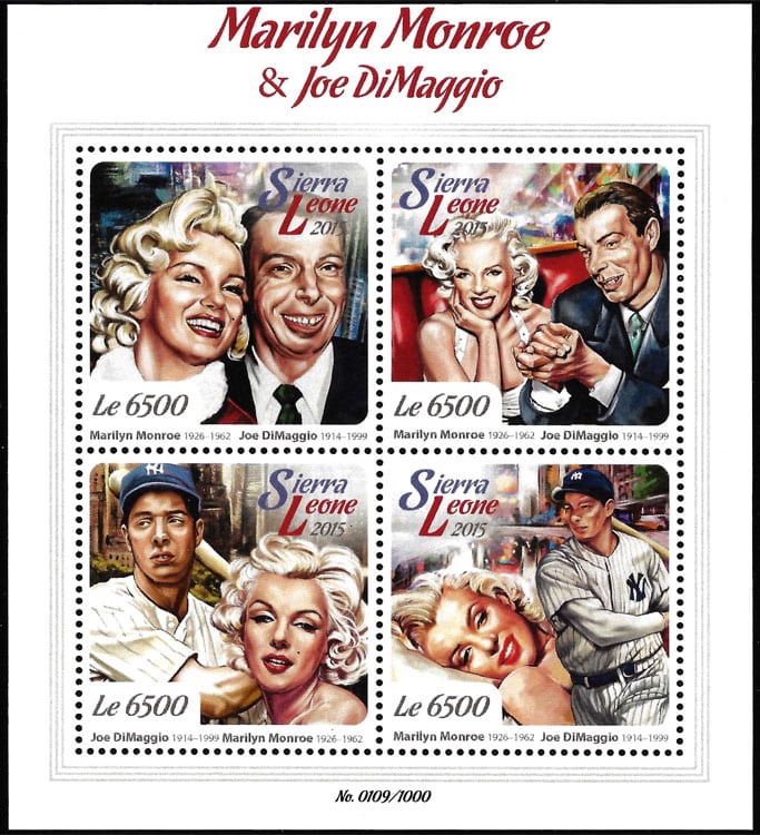 2015 Sierra Leone – Marilyn Monroe & Joe Dimaggio (4 values)