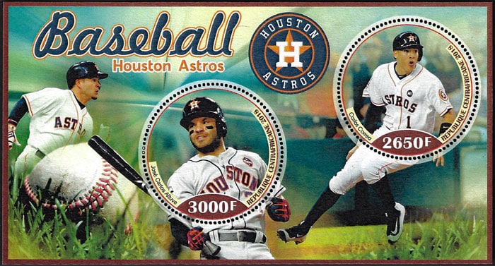 2018 Central African Republic – Baseball – Houston Astros (2 values) with Jose Altuve, Carlos Correa
