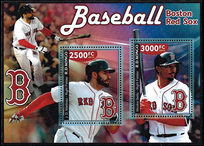 2018 Congo – Baseball – Boston Red Sox (2 values) with J.D. Martinez, Mookie Betts