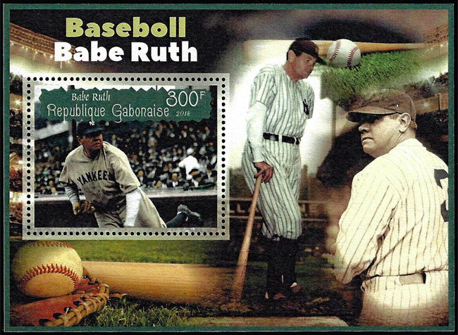 2018 Gabon – Baseball featuring Babe Ruth (1 value)
