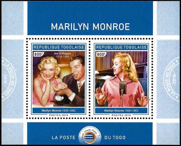 2018 Togo – Marilyn Monroe (2 values) with Joe Dimaggio
