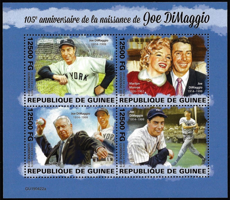 2019 Guinea – 105th Anniversary of Joe Dimaggio with Marilyn Monroe (4 values)