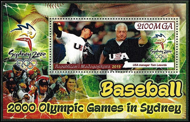 2019 Madagascar – Baseball – 2000 Olympic Games in Sydney (1 value) with Tommy Lasorda