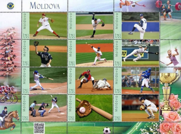 2019 Moldova – Baseball action (12 values), players not recognizable