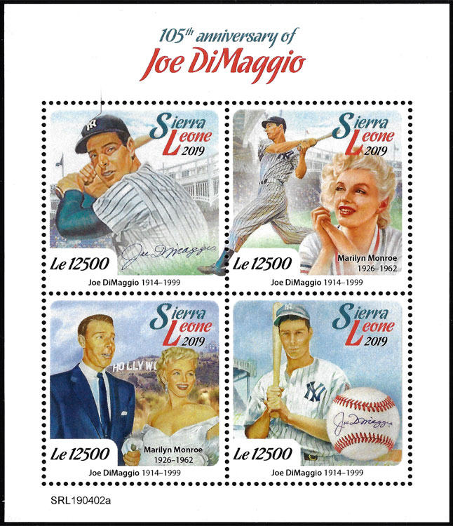 2019 Sierra Leone – 105th Anniversary of Joe Dimaggio (4 values)
