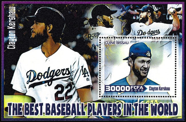 2020 Guinea Bissau – Best Baseball Players in the World (1 value) with Clayton Kershaw