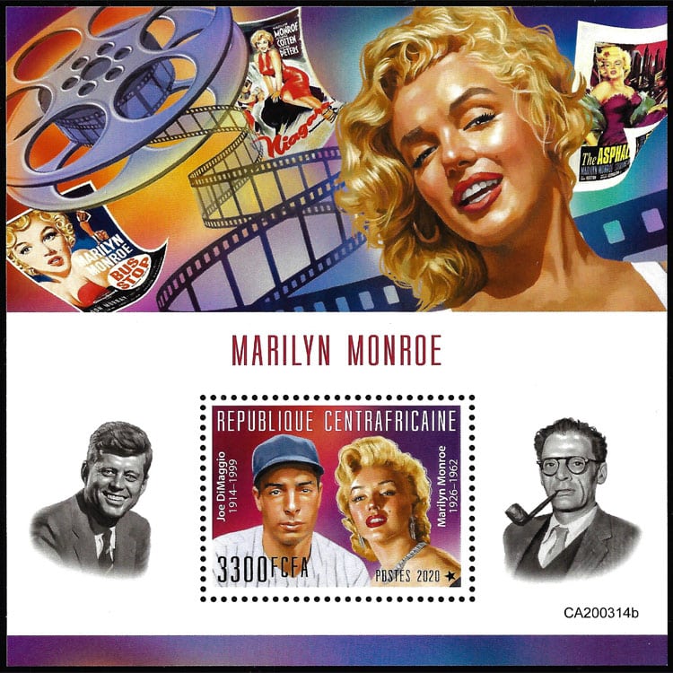 2020 Central African Republic – Marilyn Monroe SS with Joe Dimaggio