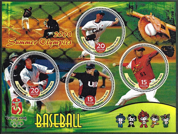 2020 Haiti – Baseball – 2008 Summer Olympics (4 value) with Norberto González, Masahiro Araki, Brian Downing, Li Chenhao, Brian Duensing
