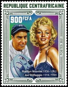 2021 Central African Republic – 95th Anniversary of Marilyn Monroe with Joe Dimaggio