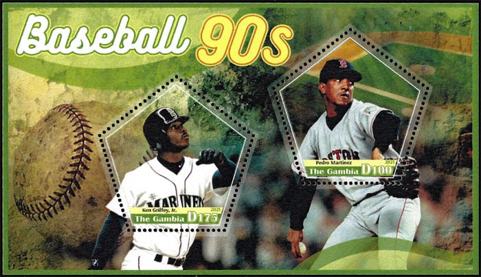 2021 Gambia – Baseball 90s (2 values) with Ken Griffey Jr., Pedro Martinez
