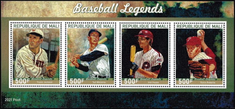 2021 Mali – Baseball Legends (4 values) with Travis Jackson, Ted Williams, Von Hayes, Robin Roberts