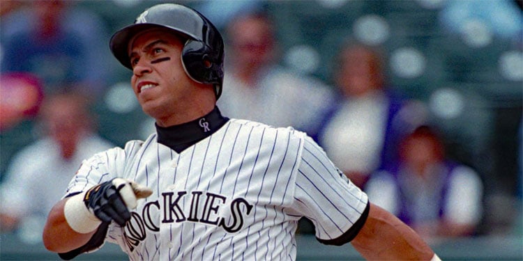 Andres Gallaraga of the Rockies Batting