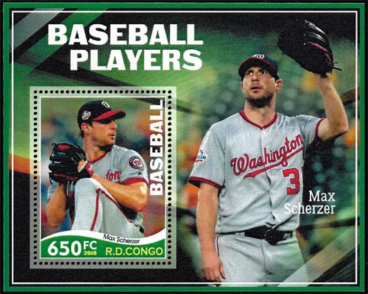 2018 Congo – Baseball Players (1 value) with Max Scherzer
