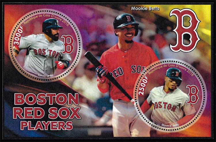 2018 Ivory Coast – Boston Red Sox Players (2 values) with Sandy Leon, Mookie Betts