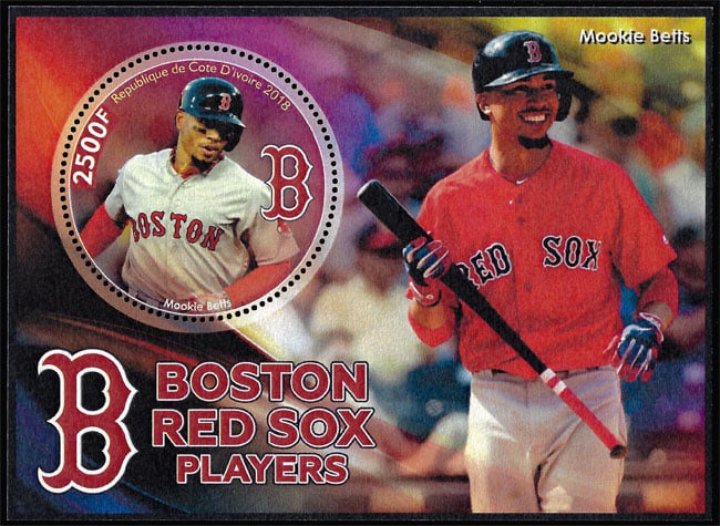 2018 Ivory Coast – Boston Red Sox Players (1 value) with Mookie Betts