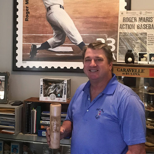 Roger Maris' Son with the Maris Dugout Mug