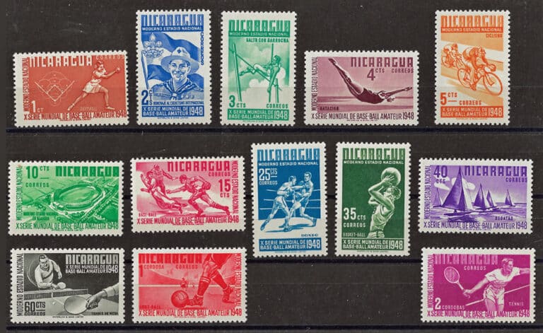 1949 Nicaragua – Amateur World Series of Baseball, rectangle stamps