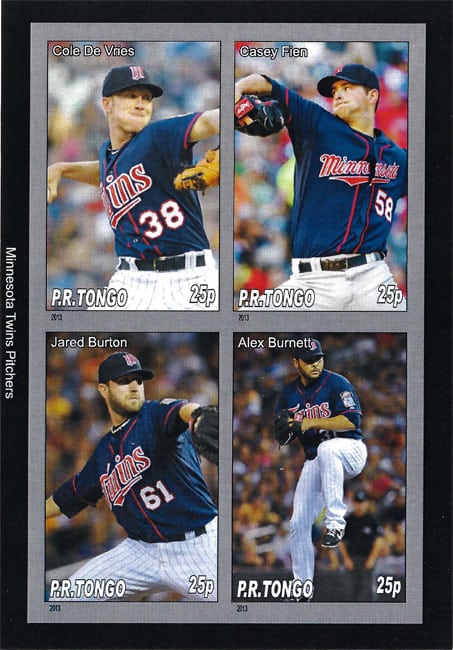 2013 P.R. Tongo – Minnesota Twins Pitchers, featuring Cole De Vries, Casey Fien, Jared Burton, Alex Burnett