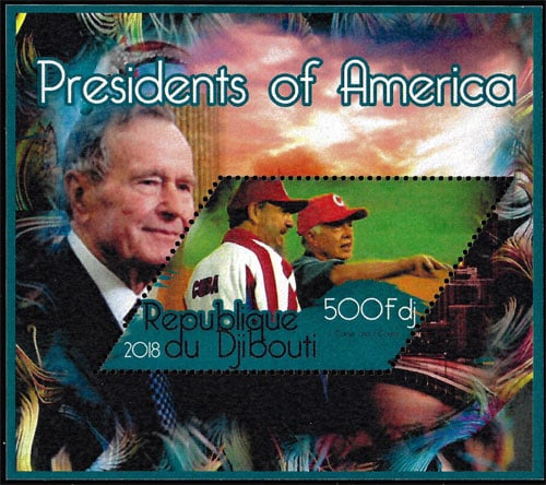 2018 Djibouti – Presidents of America on baseball field, Jimmy Carter and Fidel Castro