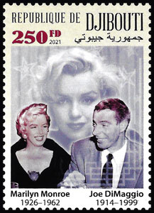 2021 Djibouti – 95th Anniversary of Marilyn Monroe with Joe Dimaggio, $250 (single)