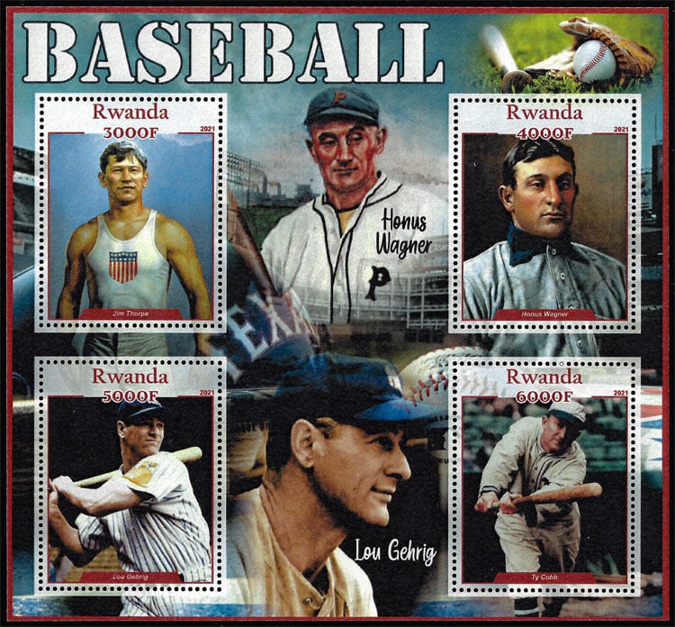 2021 Rwanda – Baseball with Jim Thorpe, Honus Wagner, Lou Gehrig, Ty Cobb