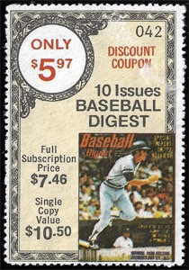 Baseball Digest – Subscription Stamp with Amos Otis for $7.46