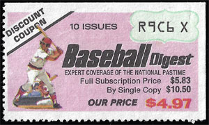 Baseball Digest – Subscription Stamp for $4.97