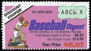 Baseball Digest – Subscription Stamp for $6.97