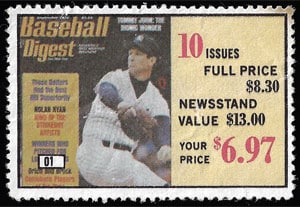 Baseball Digest – Subscription Stamp with Tommy John