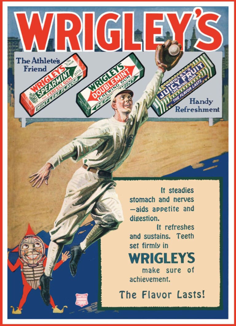 1920s Wrigley Gum Advertisement featuring Baseball