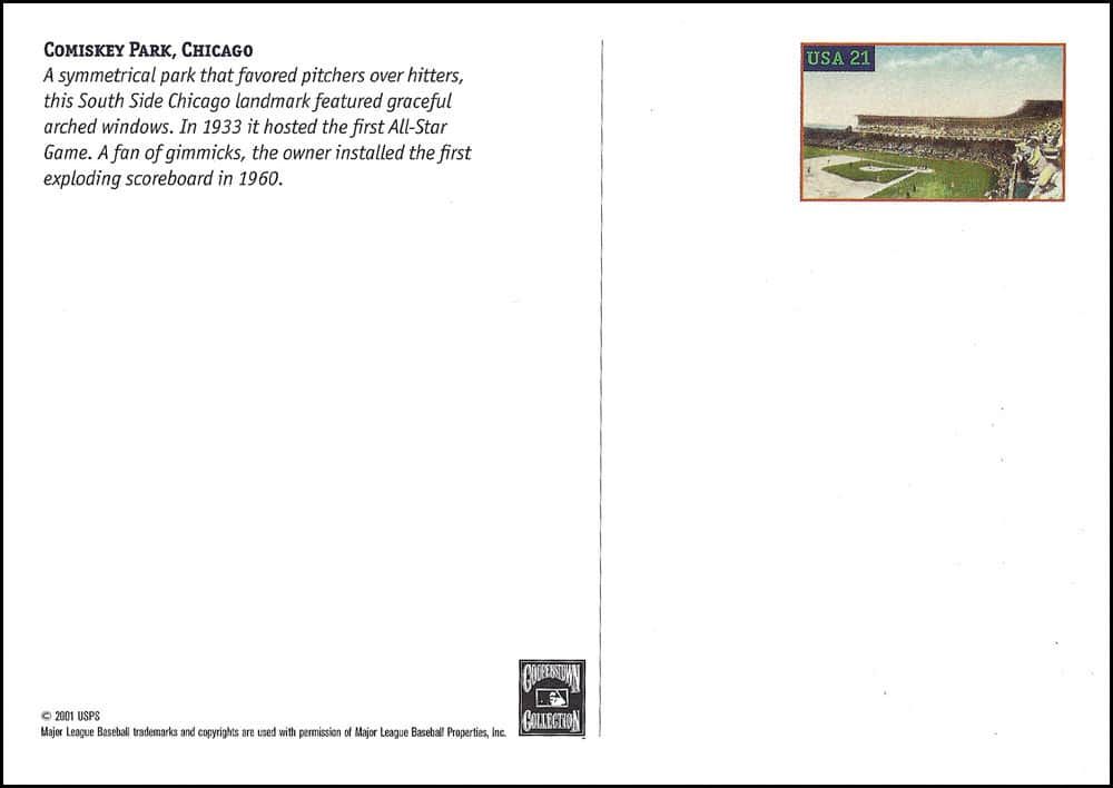 Comiskey Park, Legendary Playing Fields, U.S. Postcard, 21¢