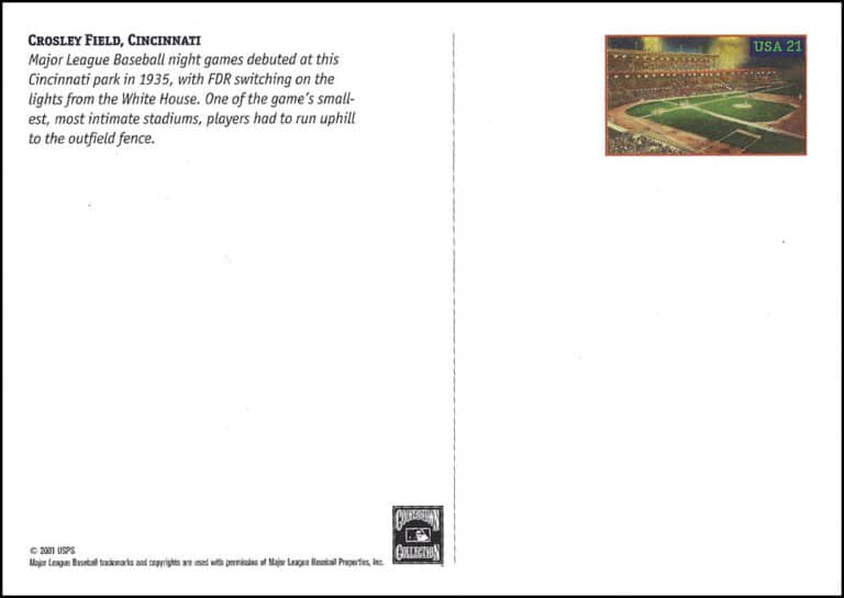 Crosley Field, Legendary Playing Fields, U.S. Postcard, 21¢