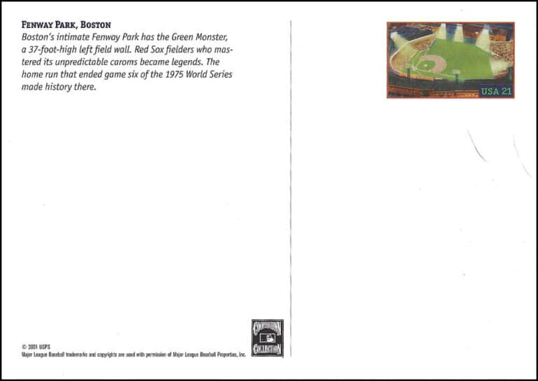 Fenway Park, Legendary Playing Fields, U.S. Postcard, 21¢