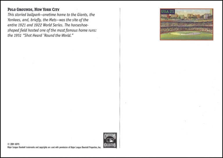 Polo Grounds, Legendary Playing Fields, U.S. Postcard, 21¢